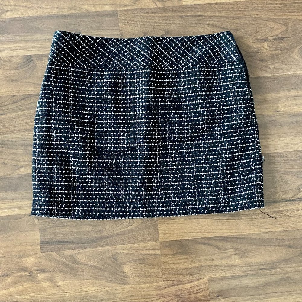 LOFT Black and White Wool Blend Skirt,